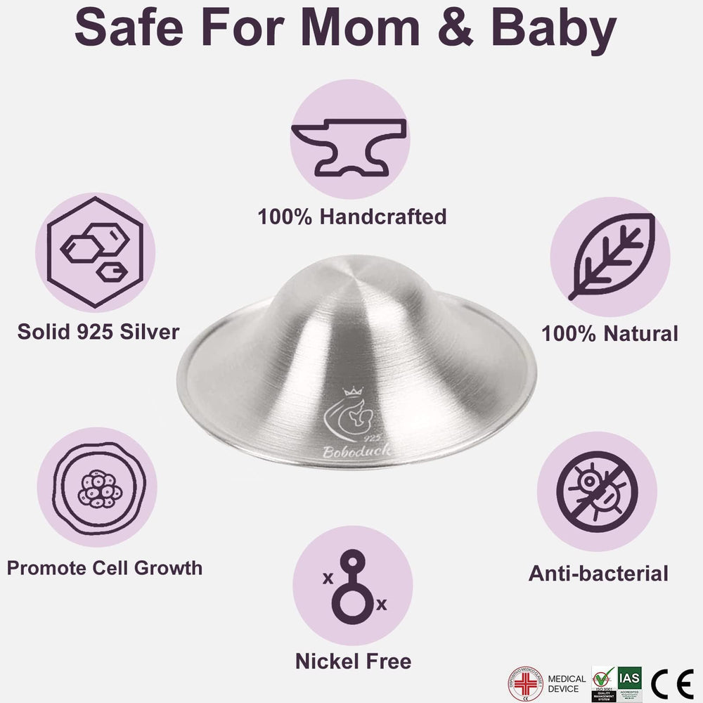 Boboduck Silver nursing cups use baby-friendly 925 silver material
