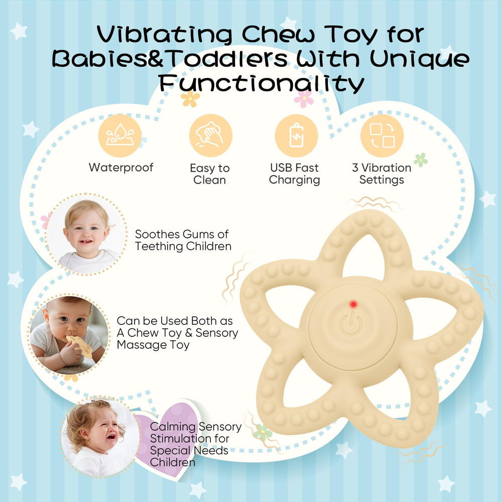 Boboka vibrating sensory chew toy blue showing sensory exploration.