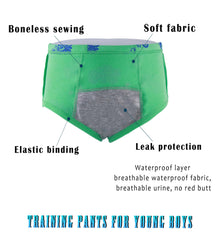 Boboking potty briefs in soft cotton with multi-color prints for all-day kid comfort.