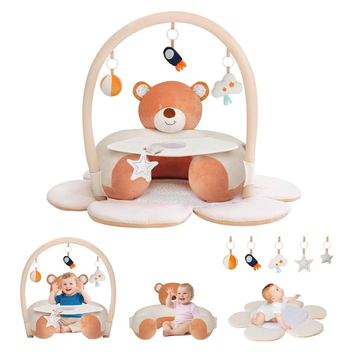 BOBPUL inflatable bear baby seat featuring bear design for comfy seated play