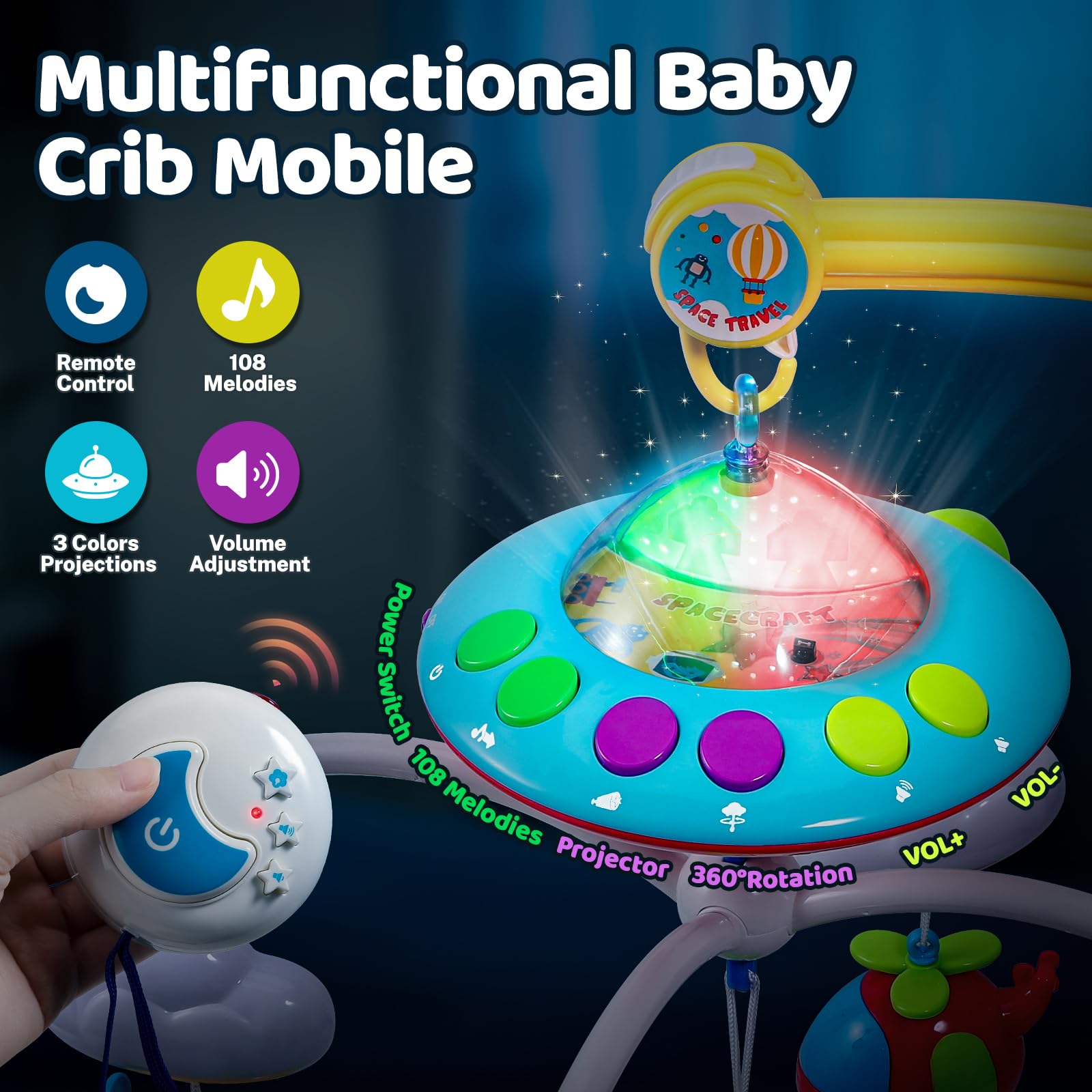 BOBXIN rotating pendants deliver 360° movement to attract baby's attention.