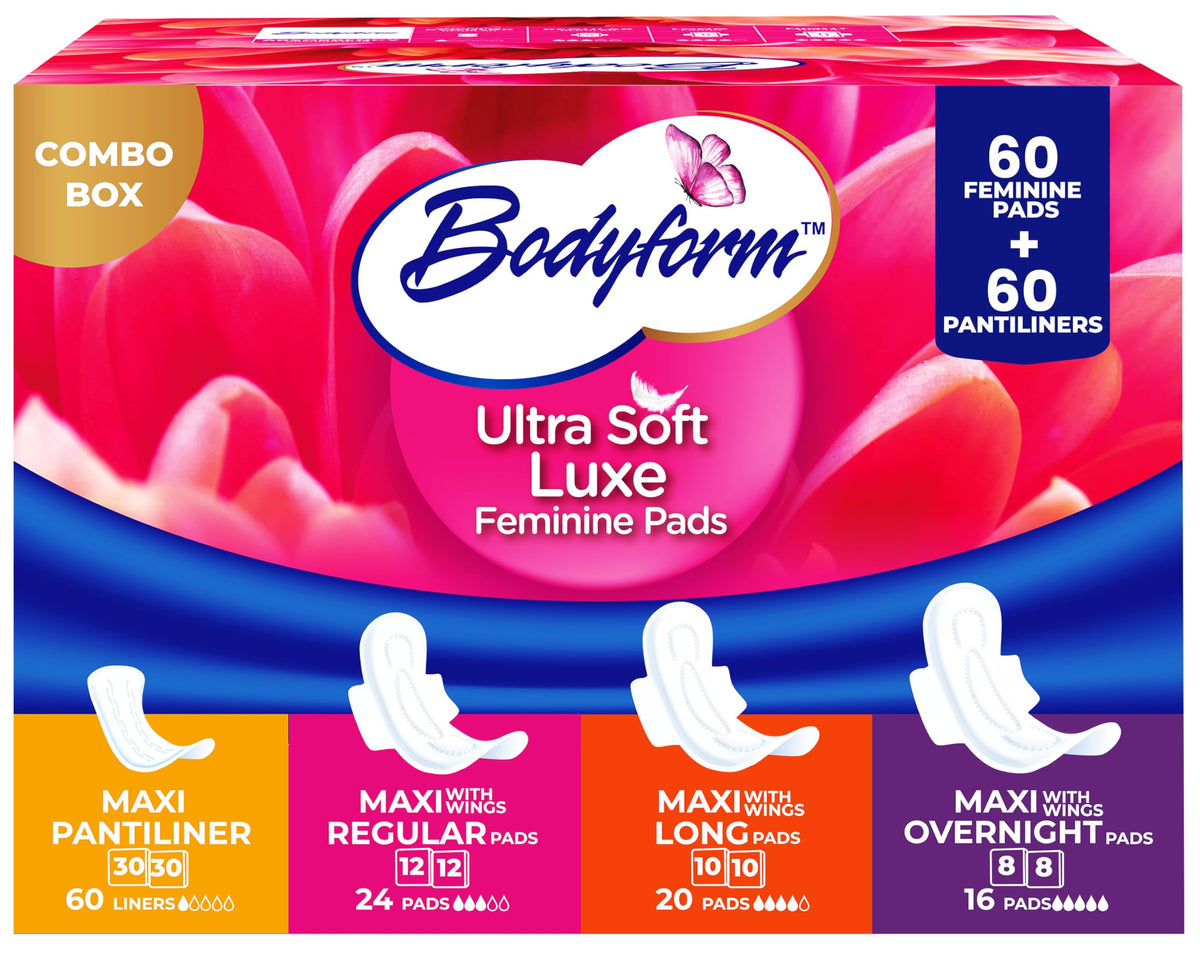 Bodyform Luxe feminine pads with cushion-soft top sheet for gentle daily comfort.