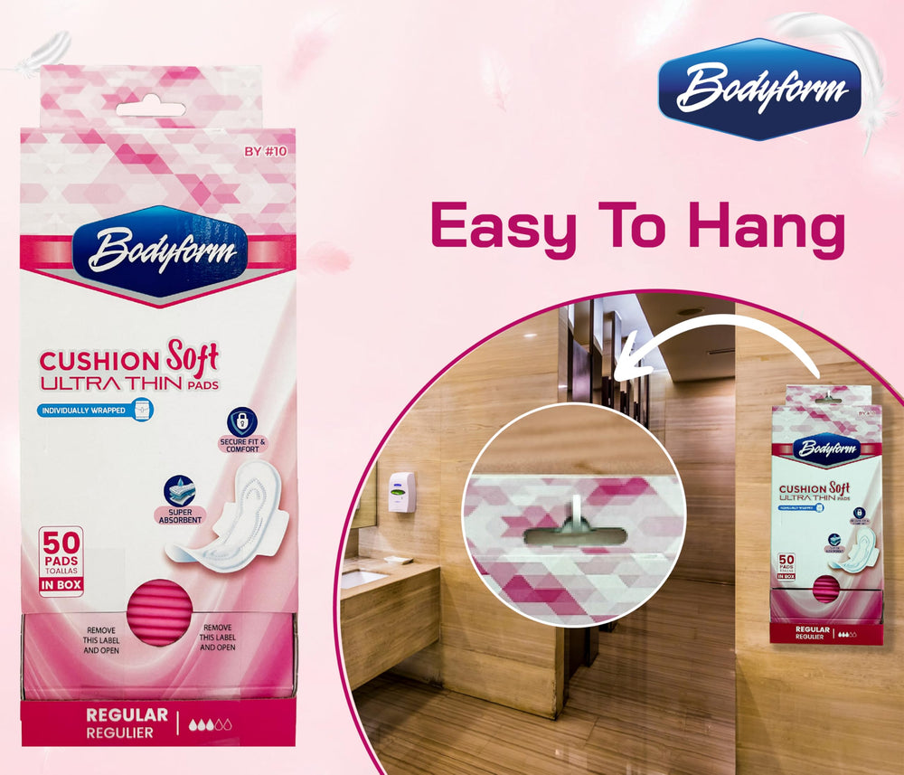 Bodyform menstrual equity solution improves accessibility in common areas.