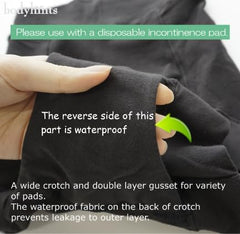 Bodyhints Supima underwear worn with disposable pad for discreet protection