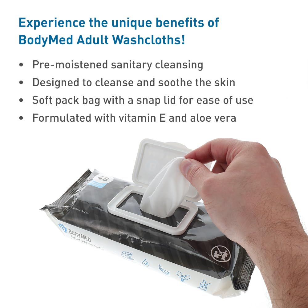 BodyMed incontinence aid wipes ready for easy disposal after care.