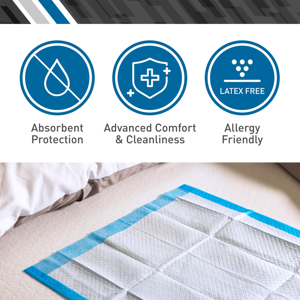 BodyMed underpads easy-use design shows simple placement and quick disposal