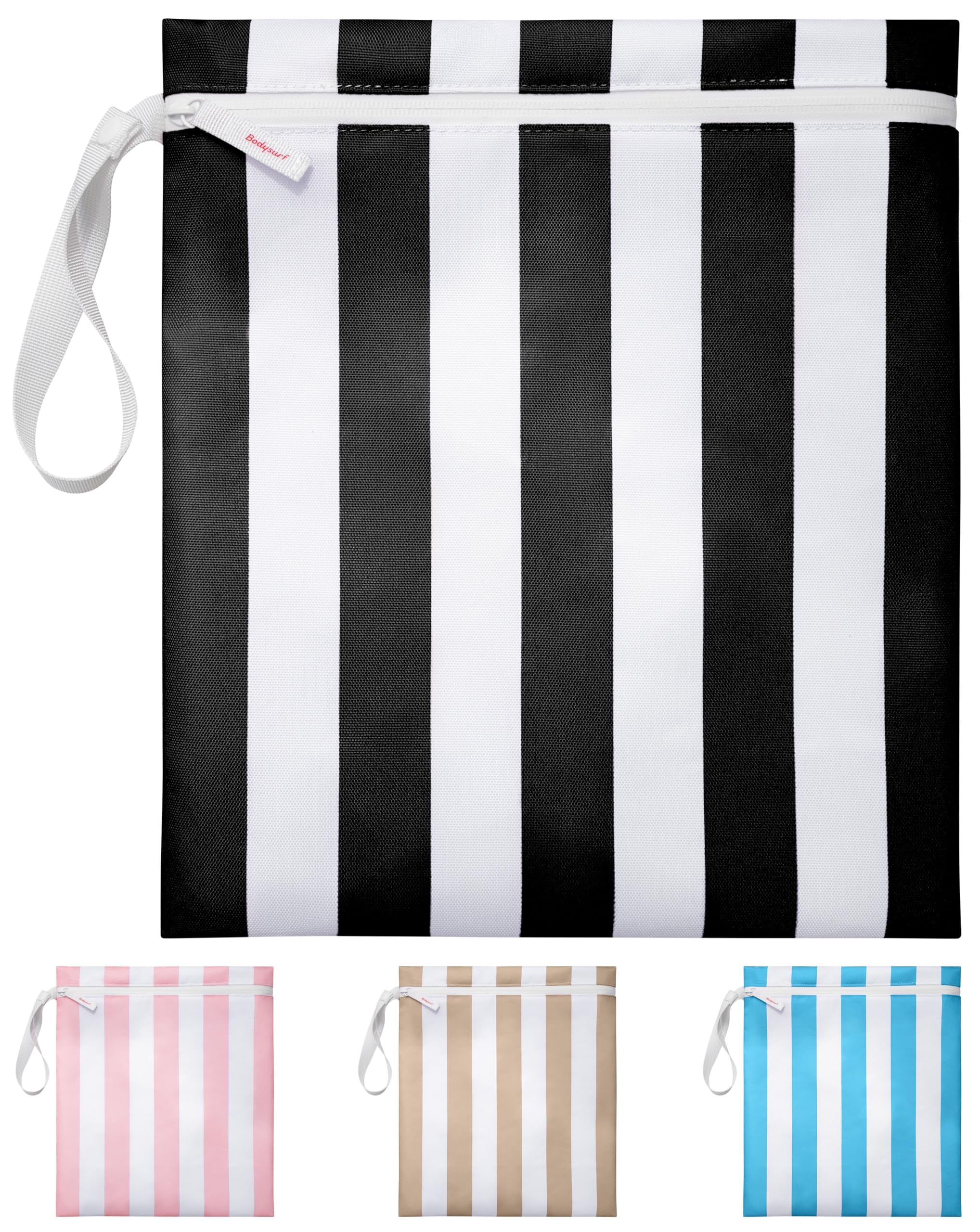 Bodysurf Wet Bag with leak-lock zipper keeps contents dry during beach trips.