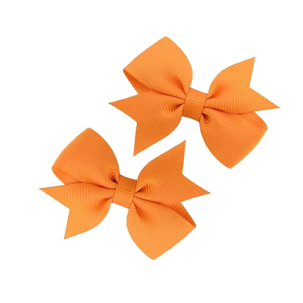 BOENBE LOVED orange 2-inch baby hair bow with secure clip for daily wear.