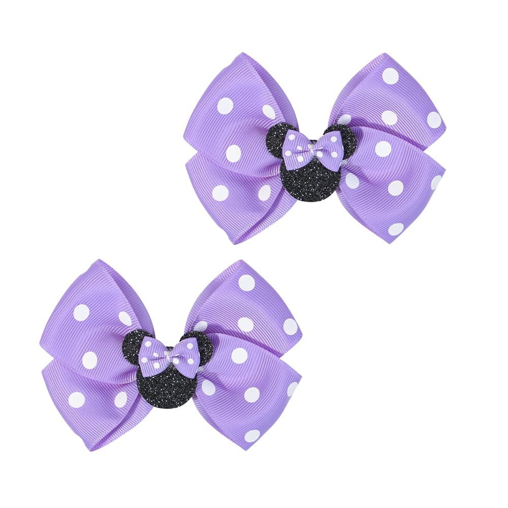 BOENBE LOVED mouse ears bow clips in purple for girls, perfect for playful outfits and photos.