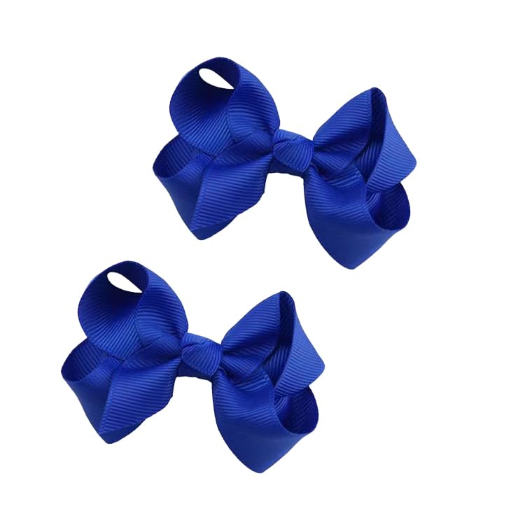 Boenbe Loved pinwheel hair bow in dark blue with a sturdy alligator clip for daily wear.
