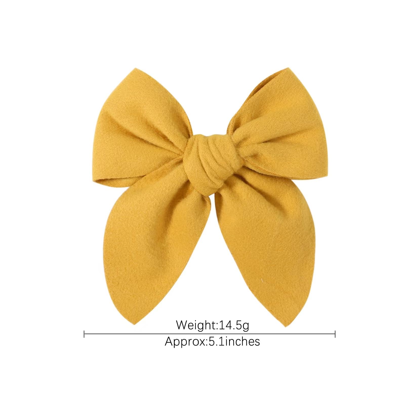 Boenbe Loved yellow satin bow clip side view, versatile accessory for various hairstyles.