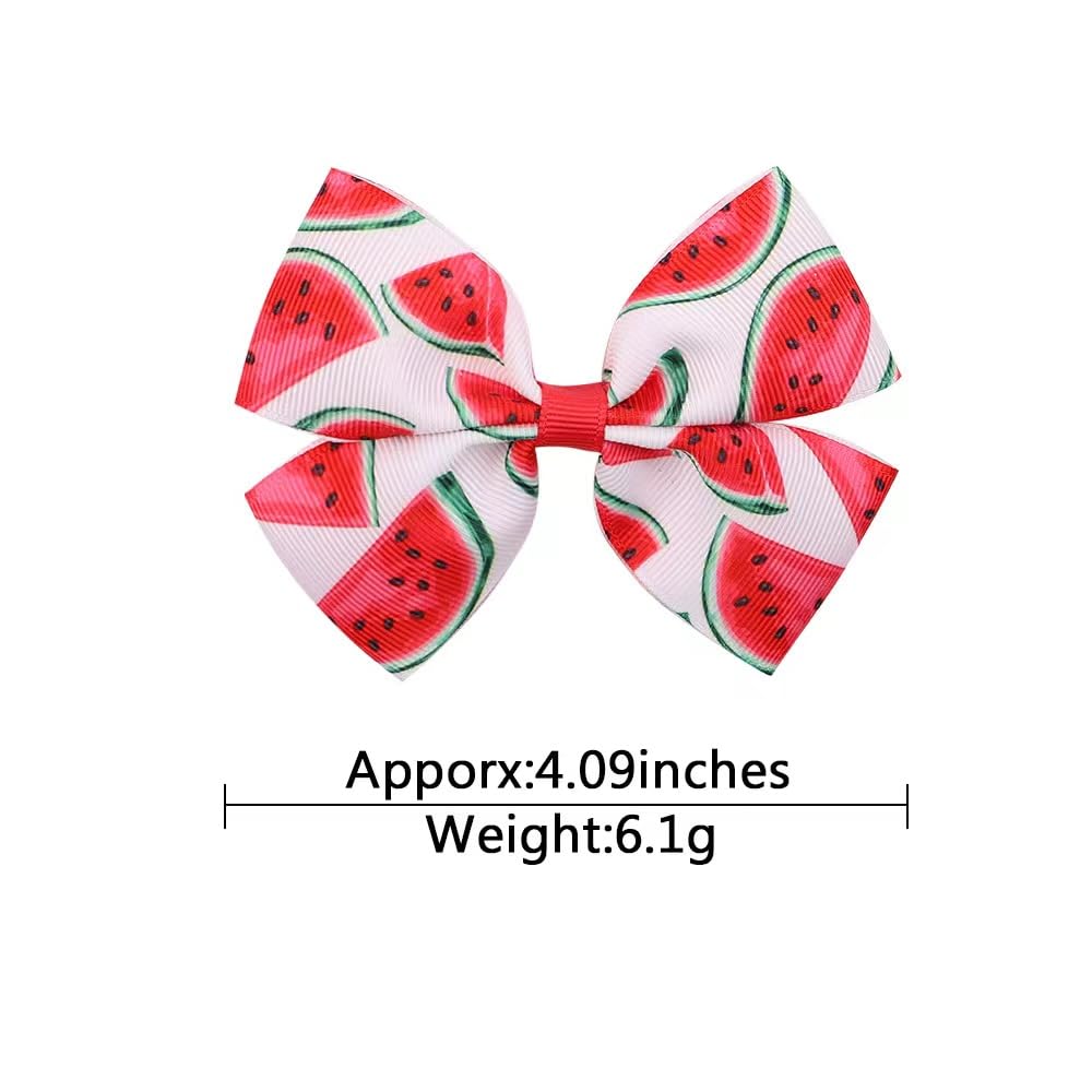 BOENBE LOVED watermelon bow hair clip closeup showing vibrant patterns and varied colors.