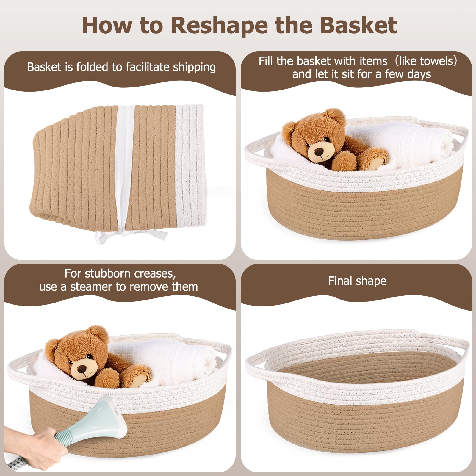 Boensi small woven basket in neutral white-kaki tone blending with decor