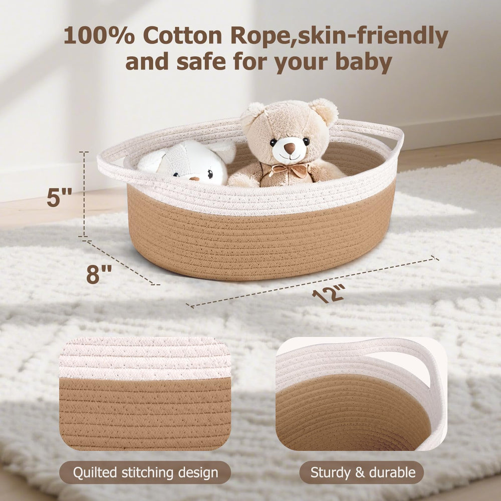 Boensi small woven basket illustrating machine and hand washable care options