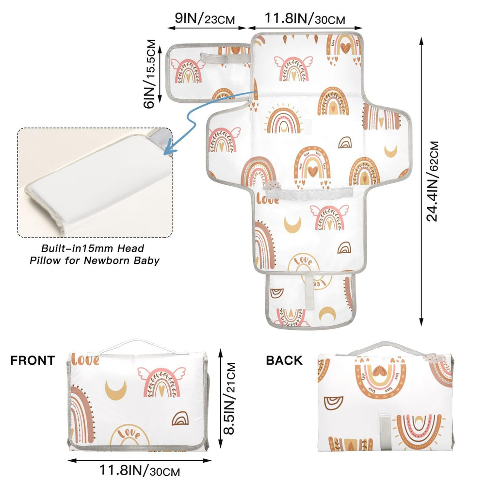 BOESI Boho Rainbow changing pad waterproof surface keeps surfaces clean.