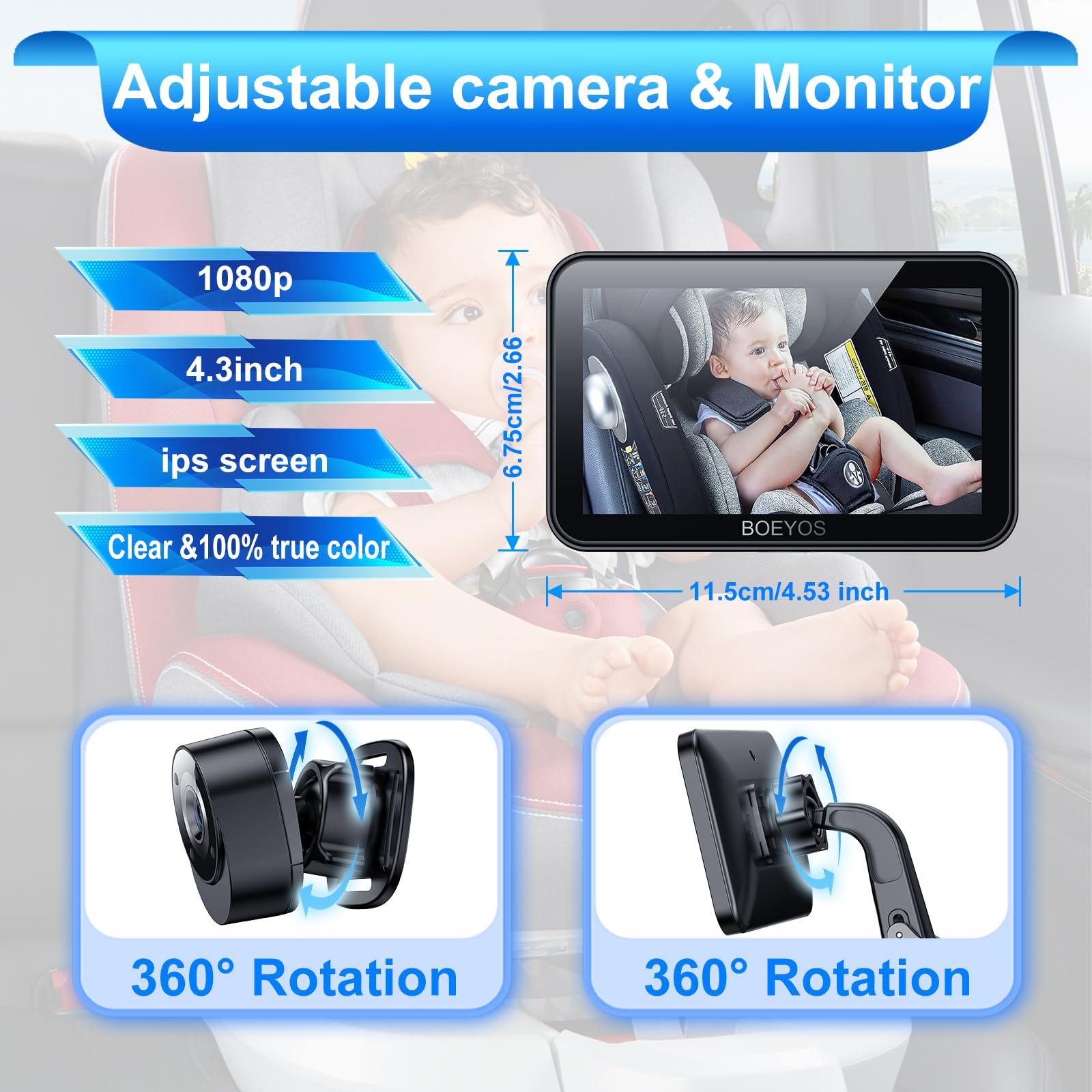 BOEYOS sturdy bracket minimizes vibrations for stable footage.