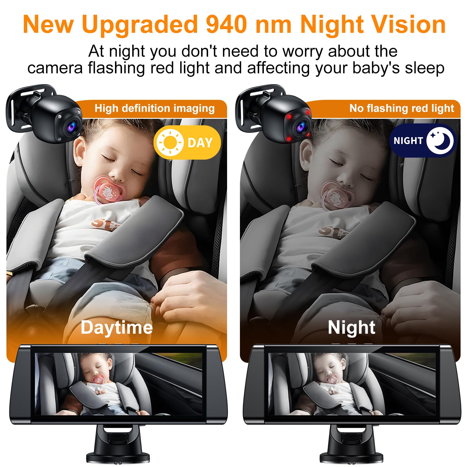 BOEYOS orange design adds a bright touch to the car interior.