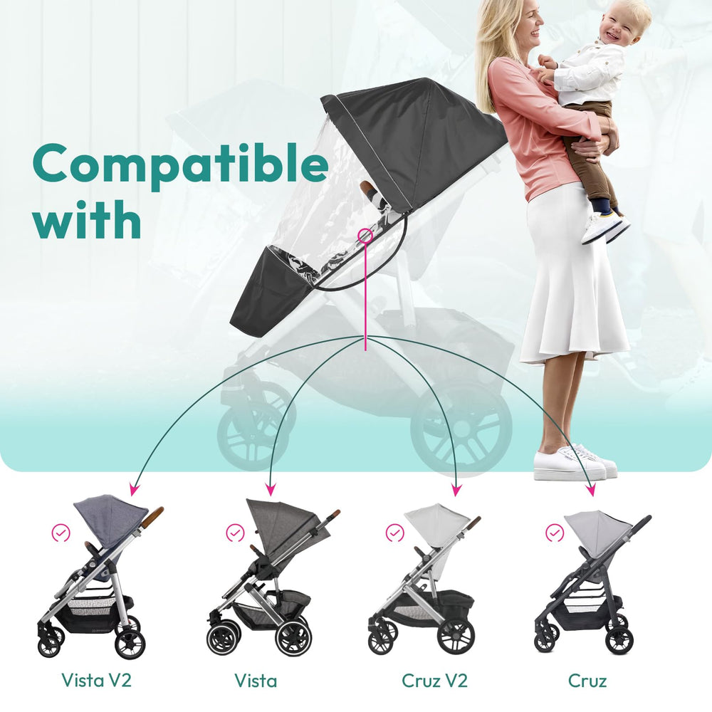 Boffinby Vista rain shield ventilations holes promote airflow for baby comfort