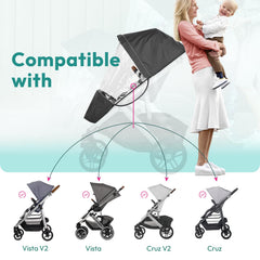 Boffinby Vista rain shield ventilations holes promote airflow for baby comfort
