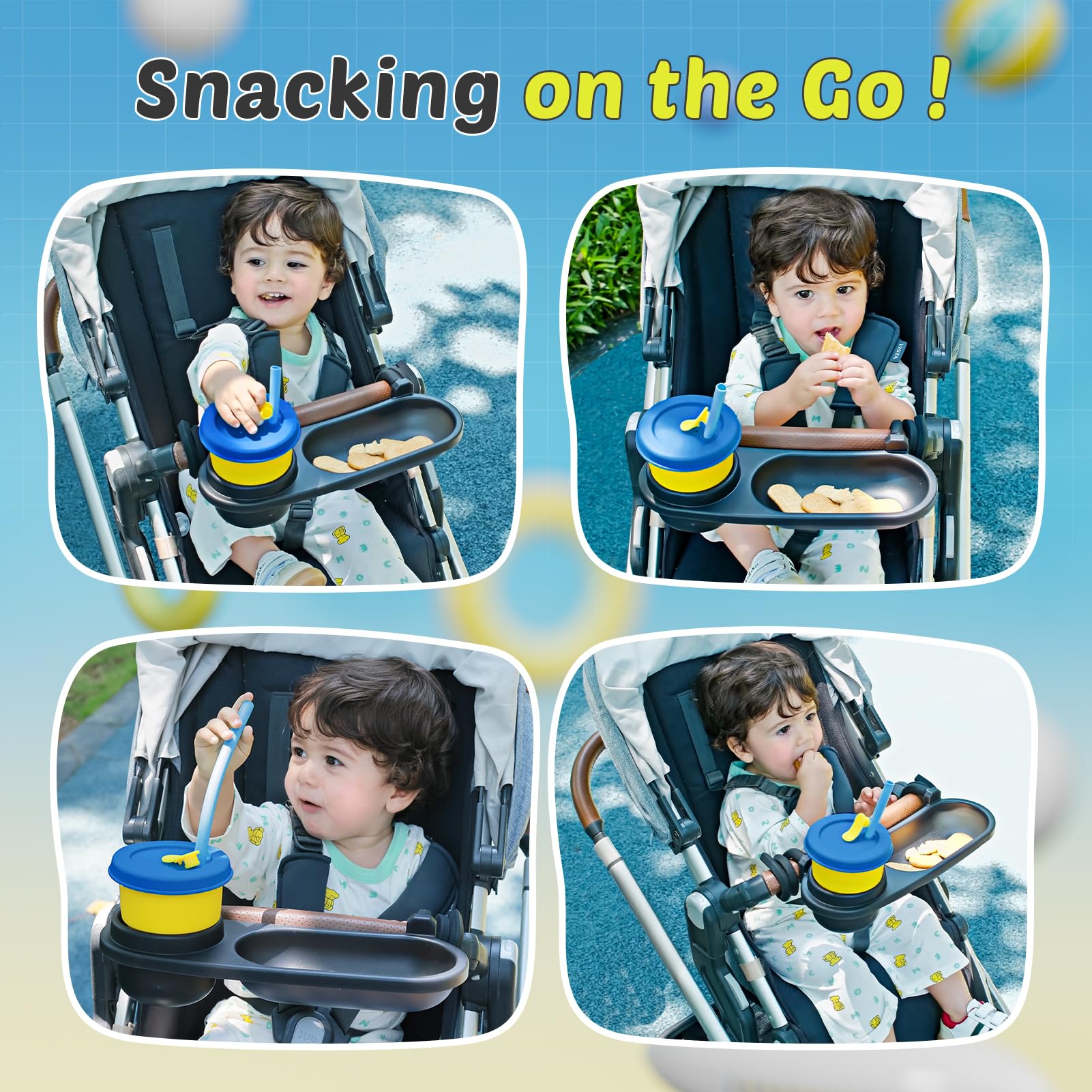 Boffinby snack-tray easy-install-remove enables quick attachment and cleanup.