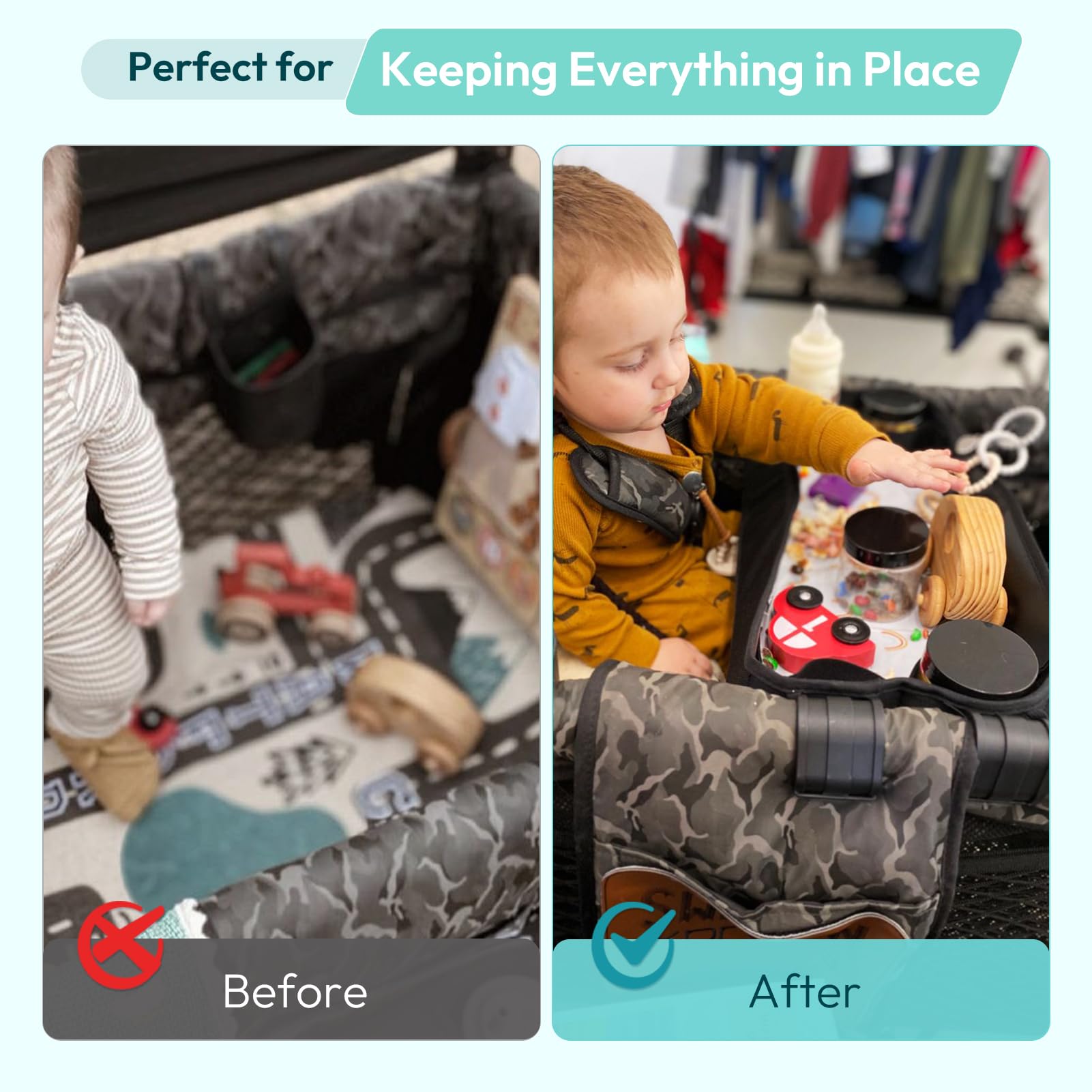 Boffinby W4 series compatible wagon tray for travel and activities.