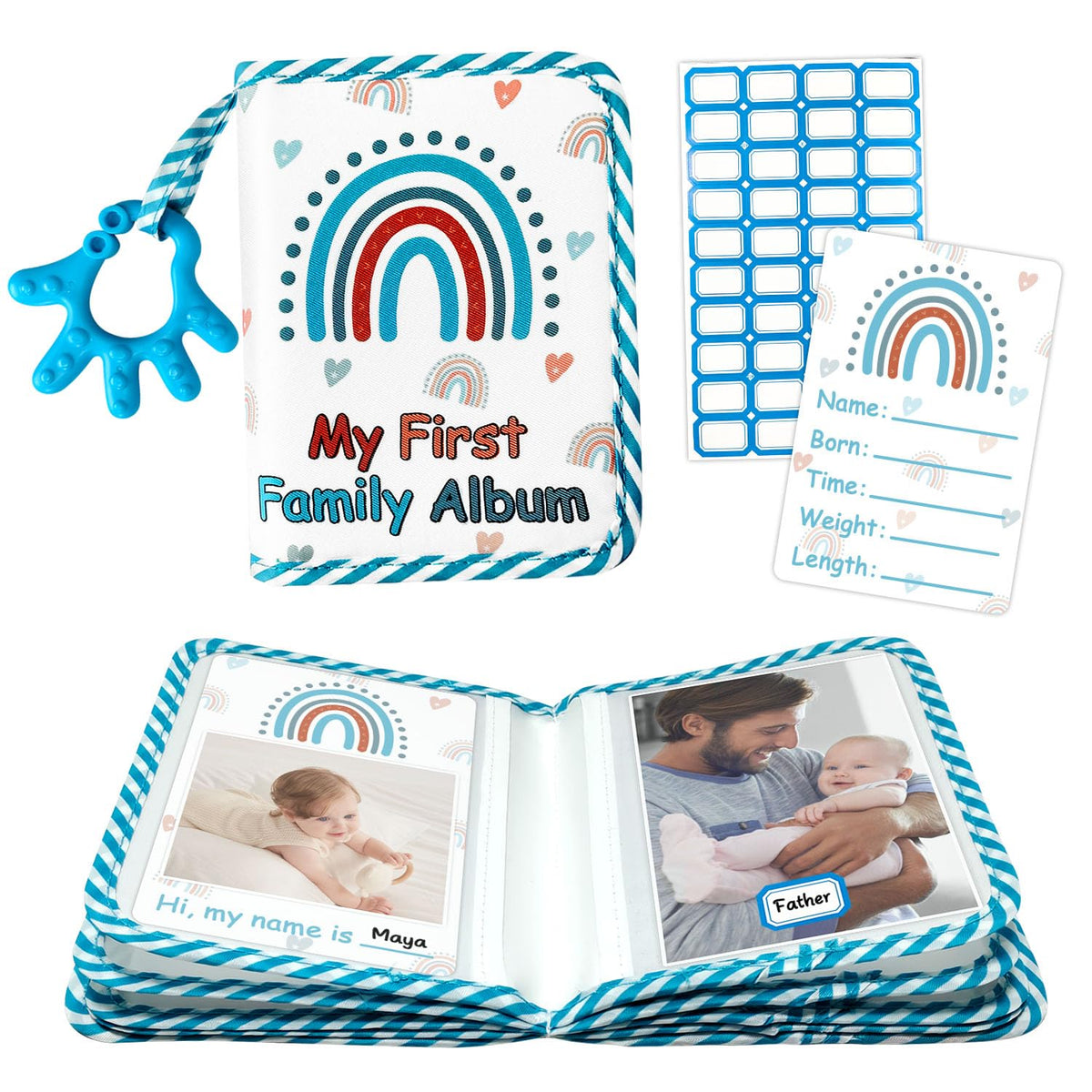 BOHEMIABY blue hand album cover offers a soft baby memory keepsake.