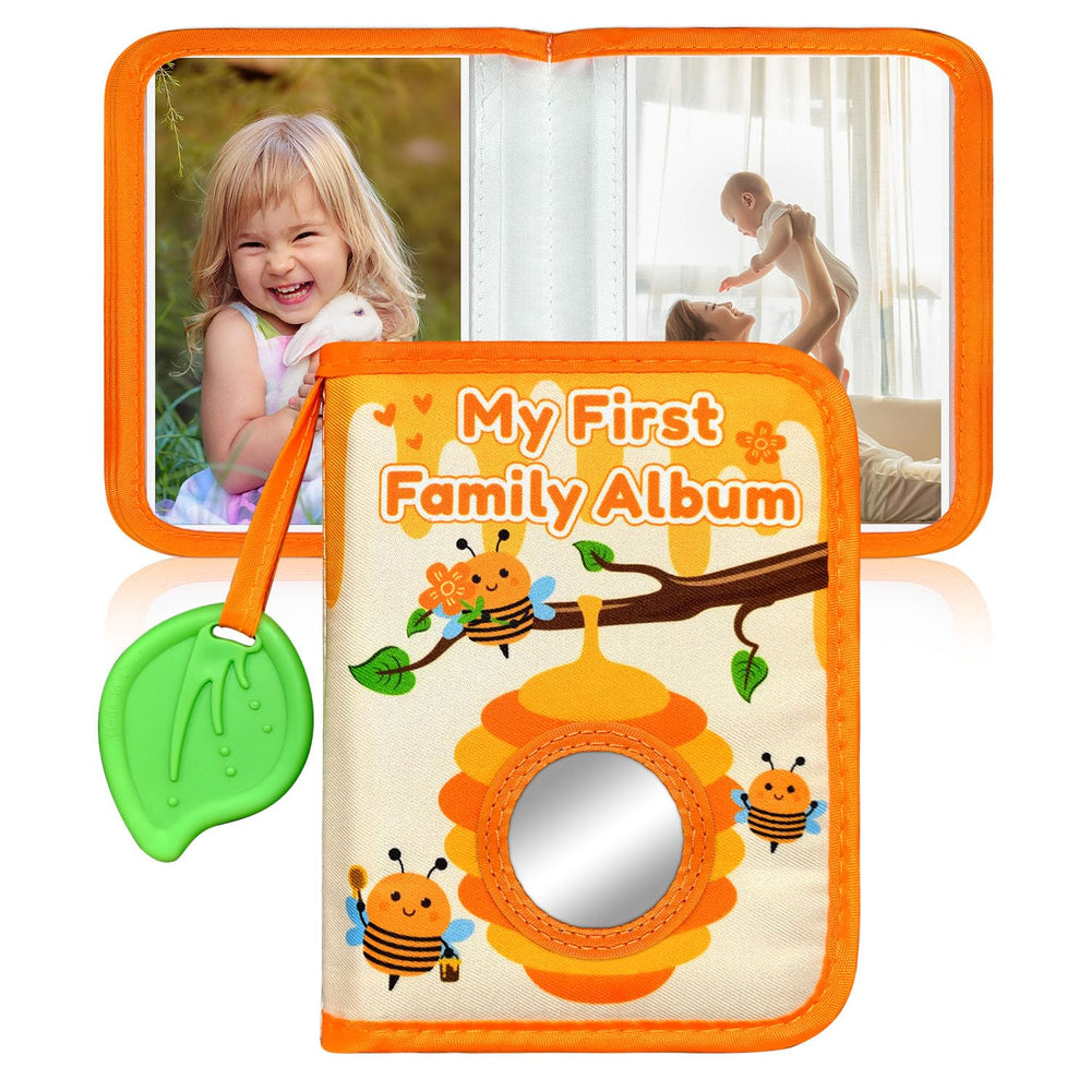 BOHEMIABY first photo album with yellow bee cover for baby memories.