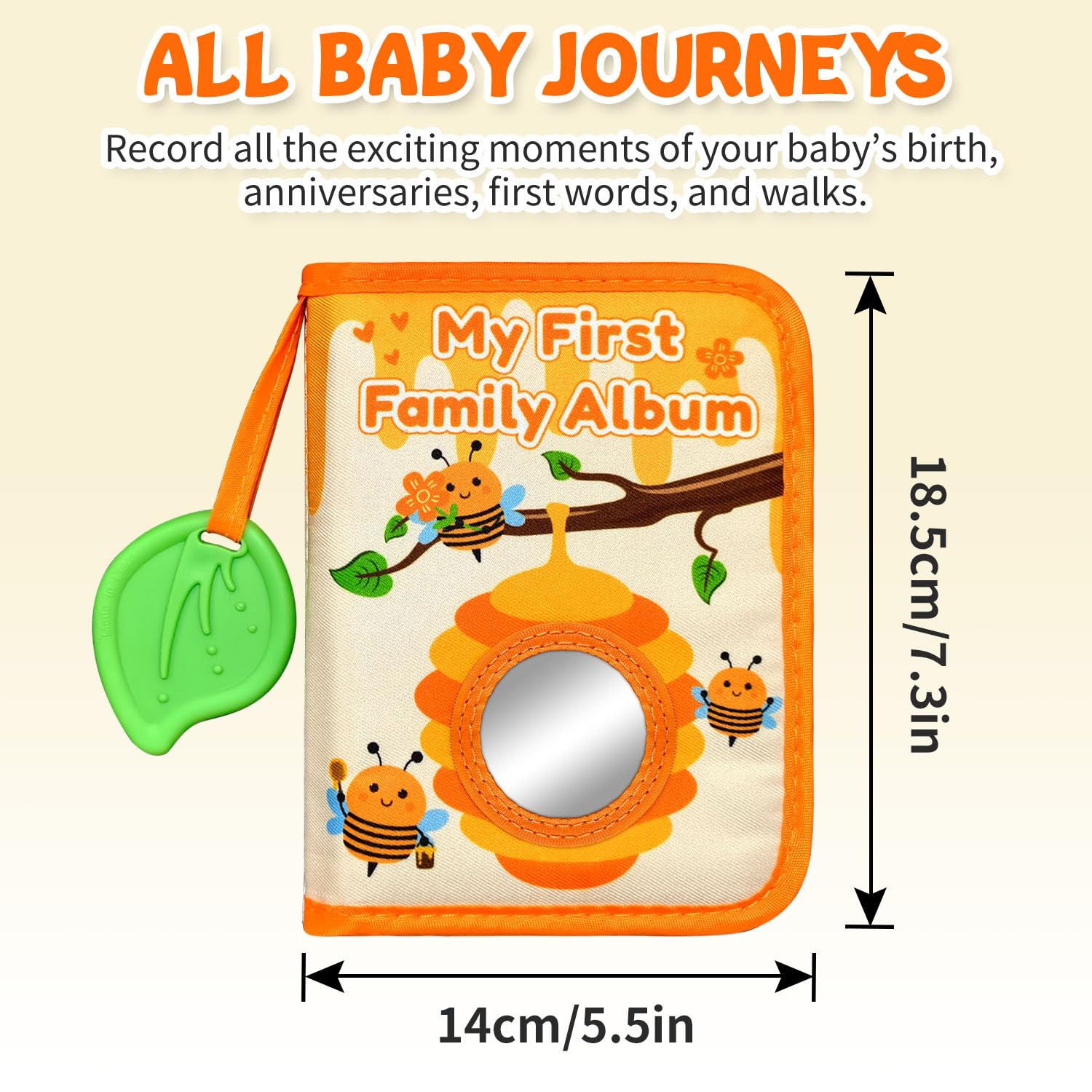 Stroller or chair clip keeps the album secure on the go.