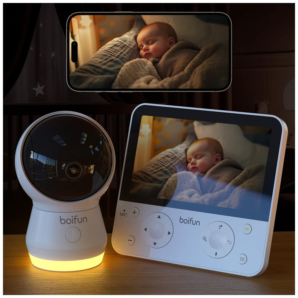 BOIFUN 5.5‑inch display shows crisp 4MP video for attentive monitoring.