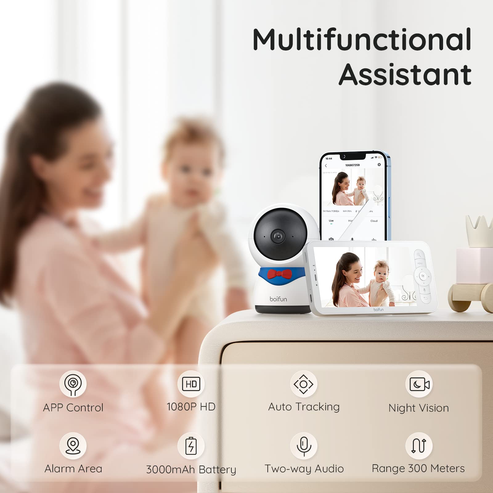 BOIFUN baby monitor with camera and LCD screen for at-a-glance monitoring