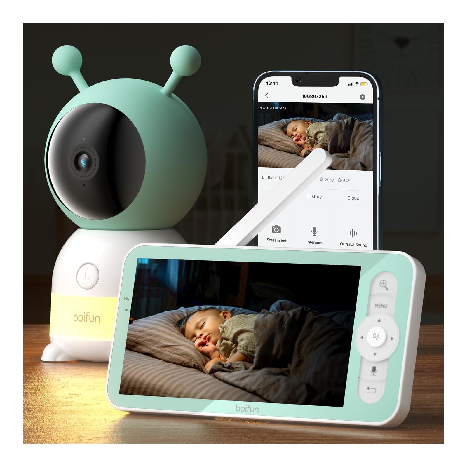 BOIFUN night vision mode for clear baby visibility in darkness.