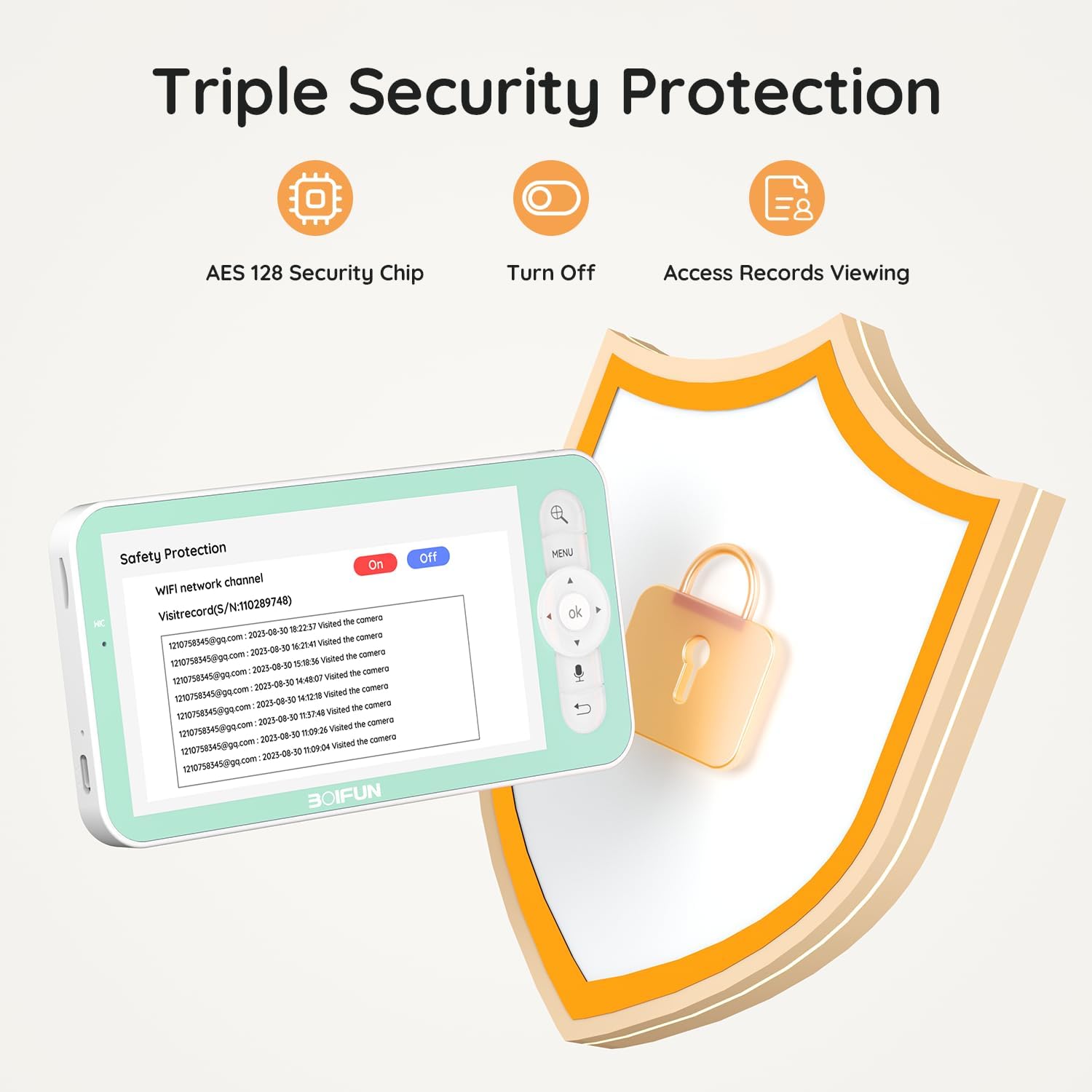BOIFUN security options include cloud or local storage for video.