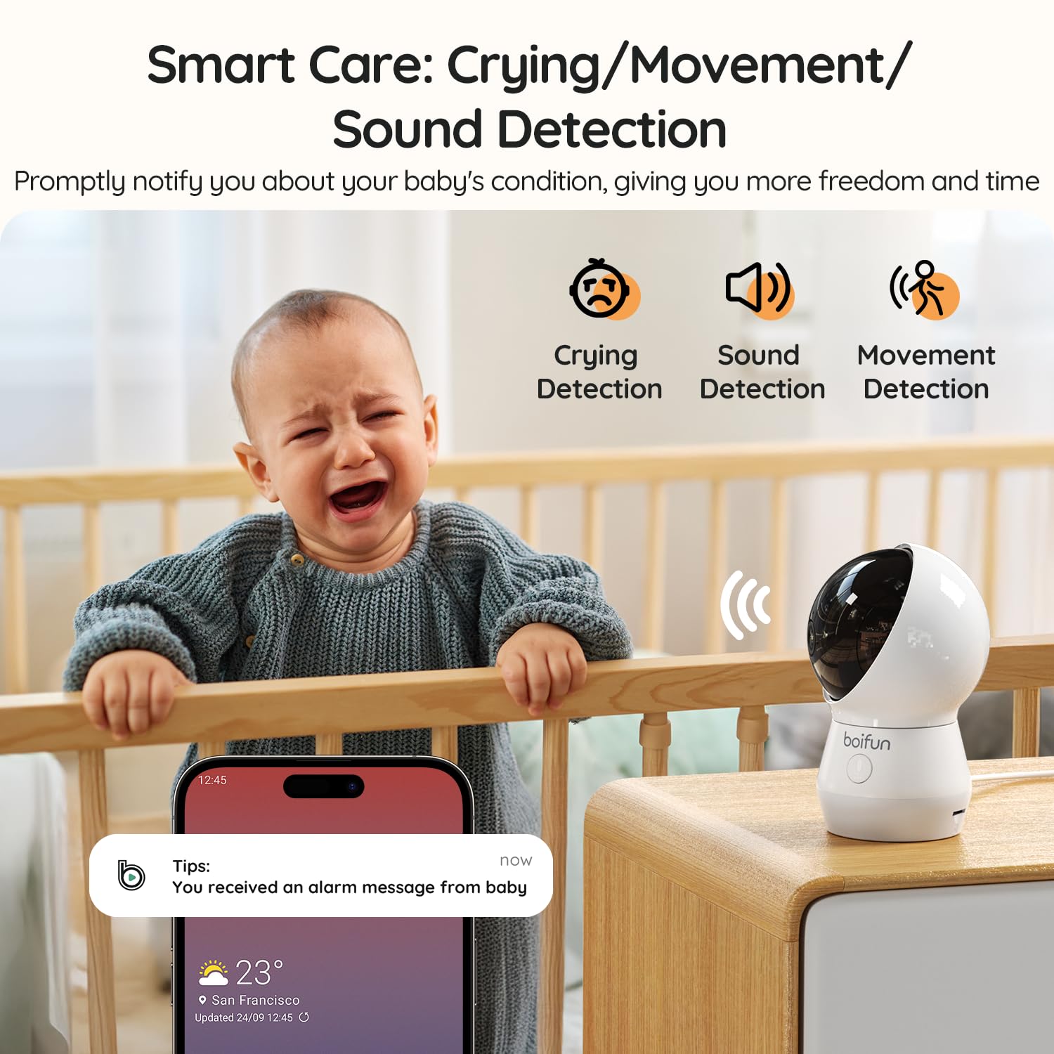 BOIFUN WiFi and non-WiFi connectivity lets monitoring with or without internet.