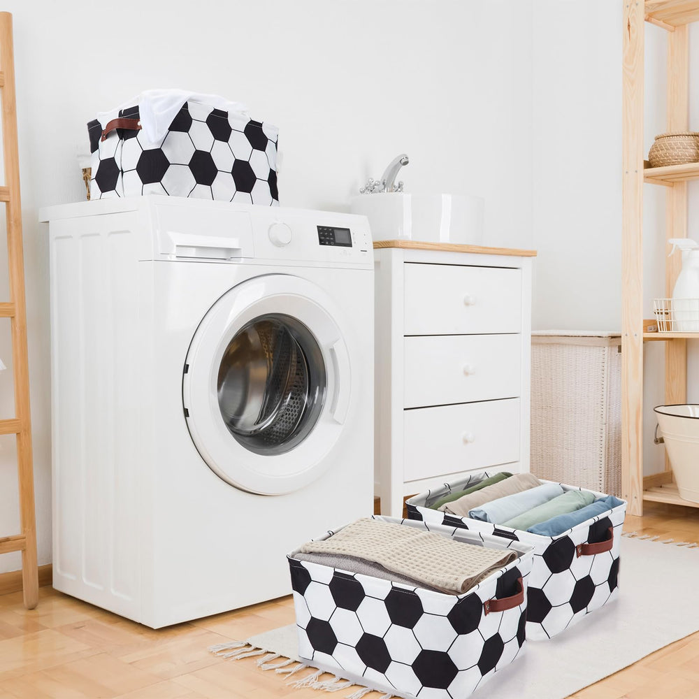 Bokon soccer-pattern stackable bins save space