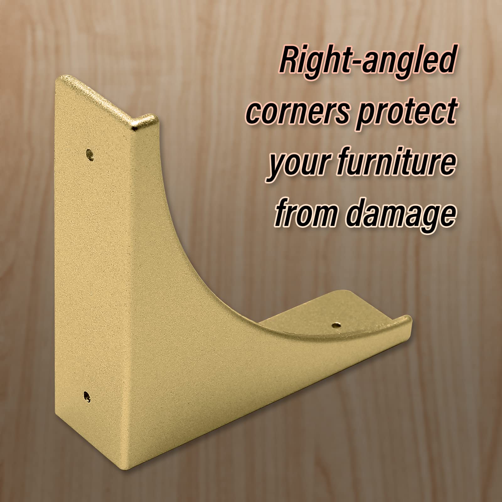 BokWin Zinc alloy corner brackets in gold deliver sturdy edge protection.