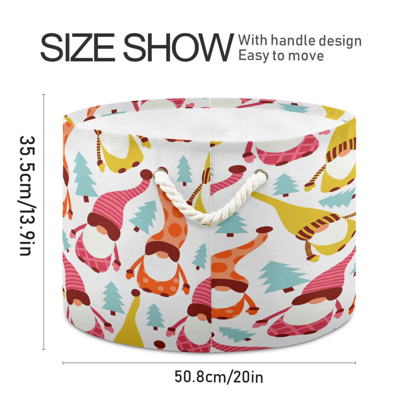 Bolaz colorful gnome storage bin with handles for easy transport.