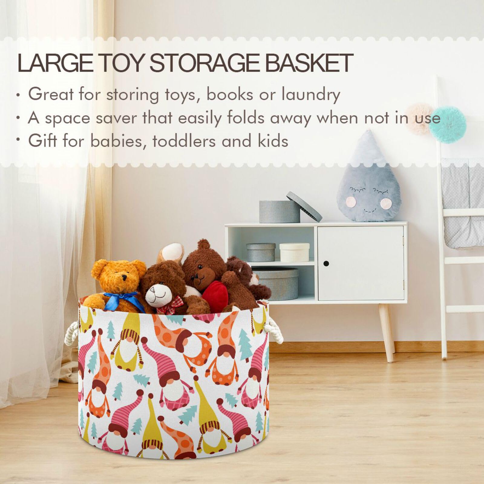 Bolaz laundry hamper basket with rope handles for easy carry.