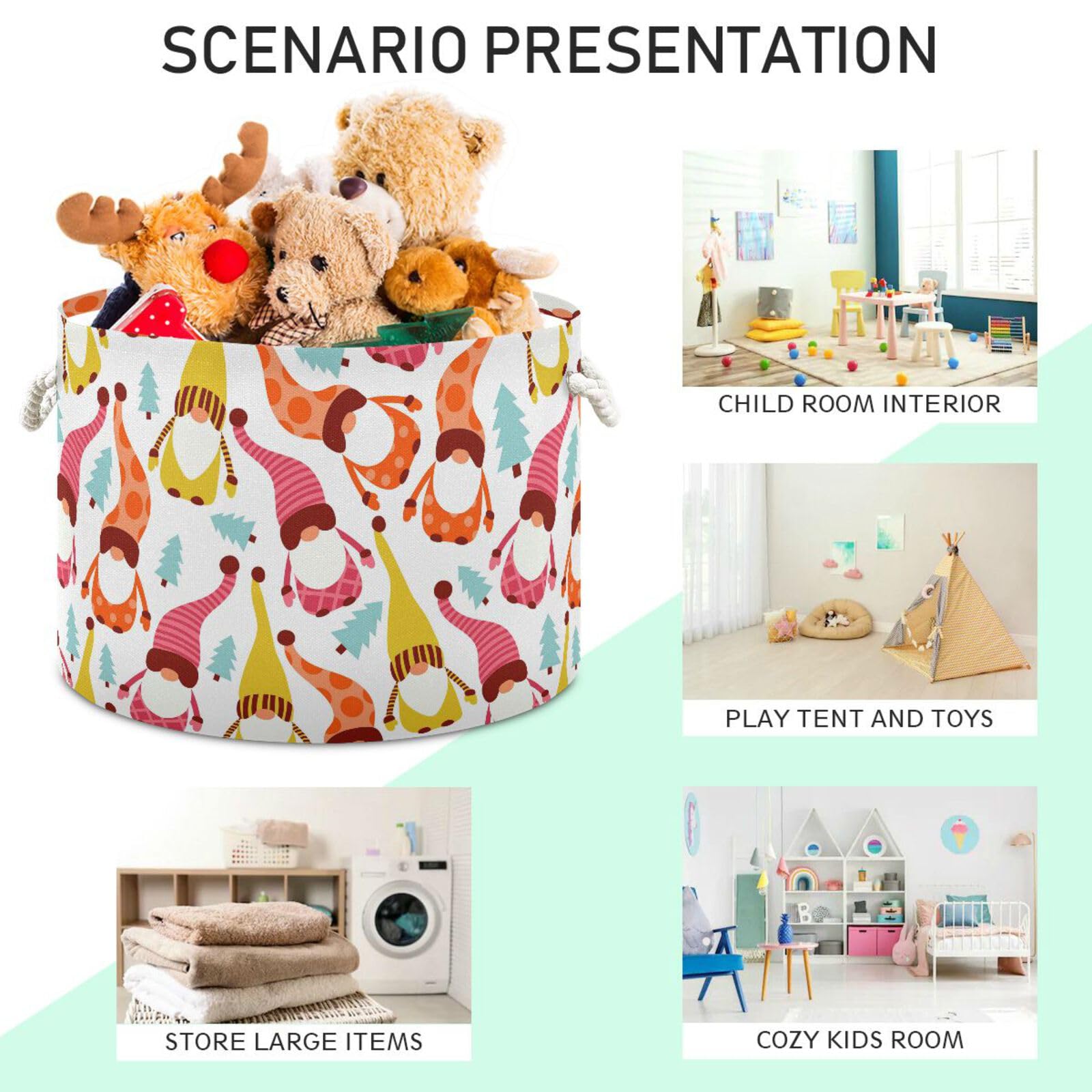 Bolaz toy storage bin keeps nursery items neatly organized.