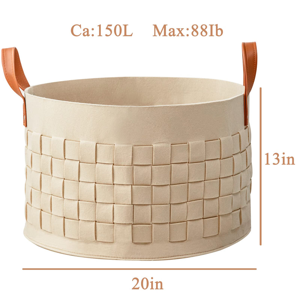 Boldmonkey khaki basket shows off durable woven felt texture for stylish storage.