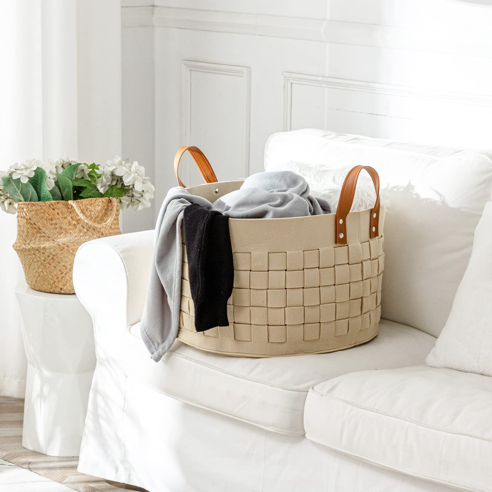 Boldmonkey toy storage basket keeps kids items neatly contained and reachable.