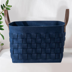 boldmonkey blankets basket with dimensions 16.5x13x13 in navy for organized storage