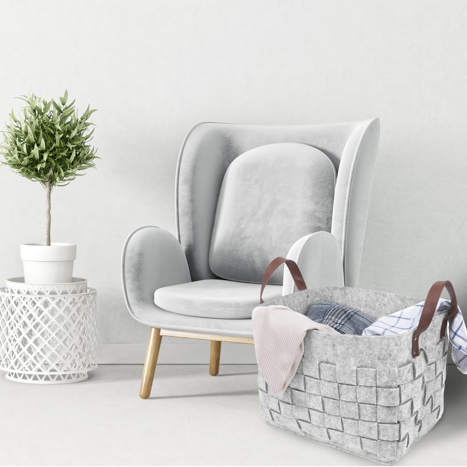 Boldmonkey blankets basket keeps living room organized and tidy.