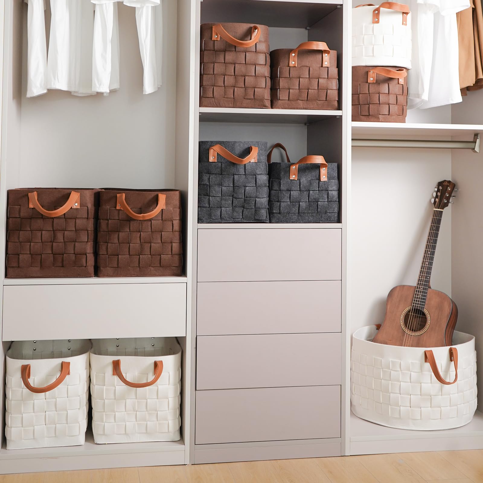 boldmonkey felt storage basket safeguards surfaces from scratches