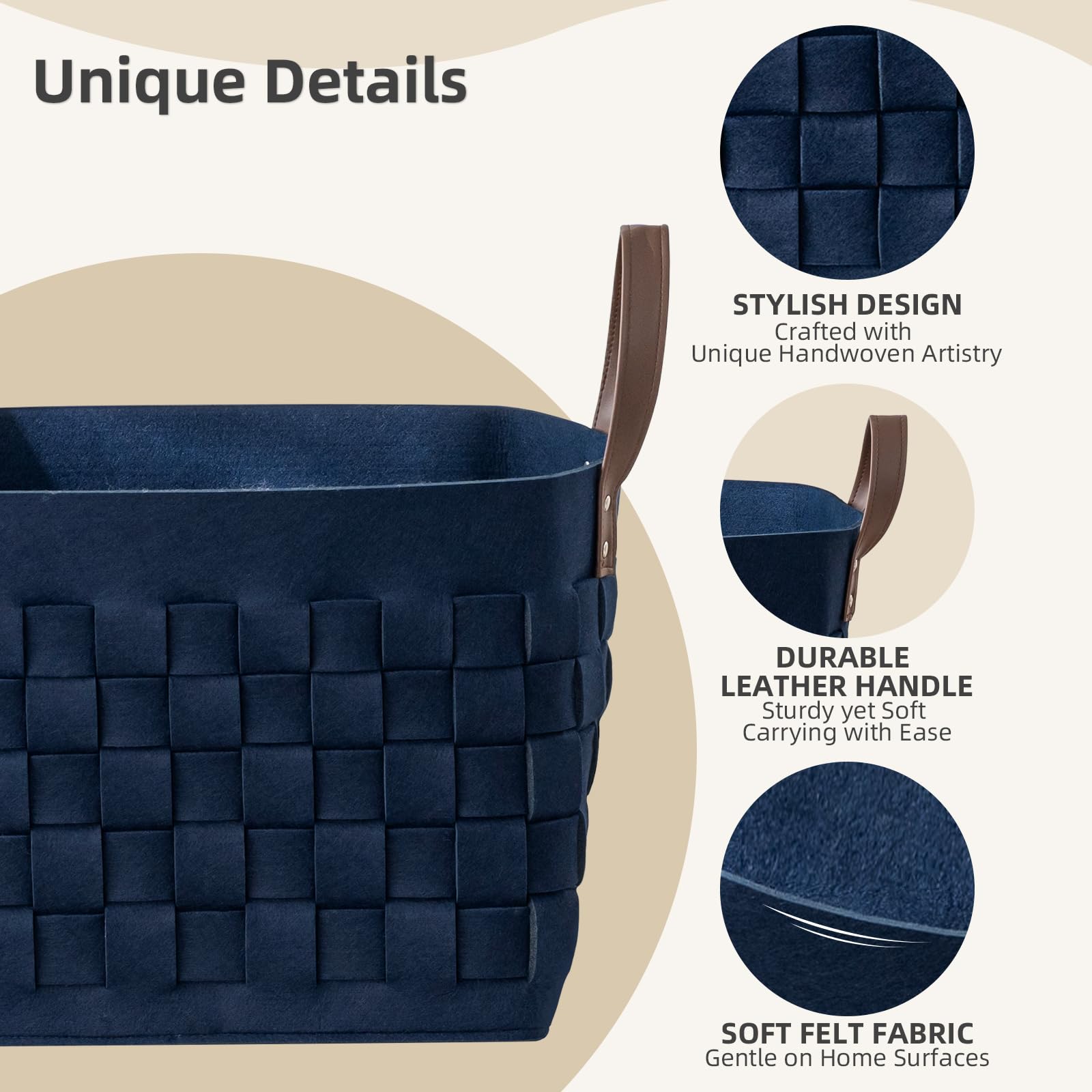 boldmonkey leather-handled navy laundry hamper for easy transport