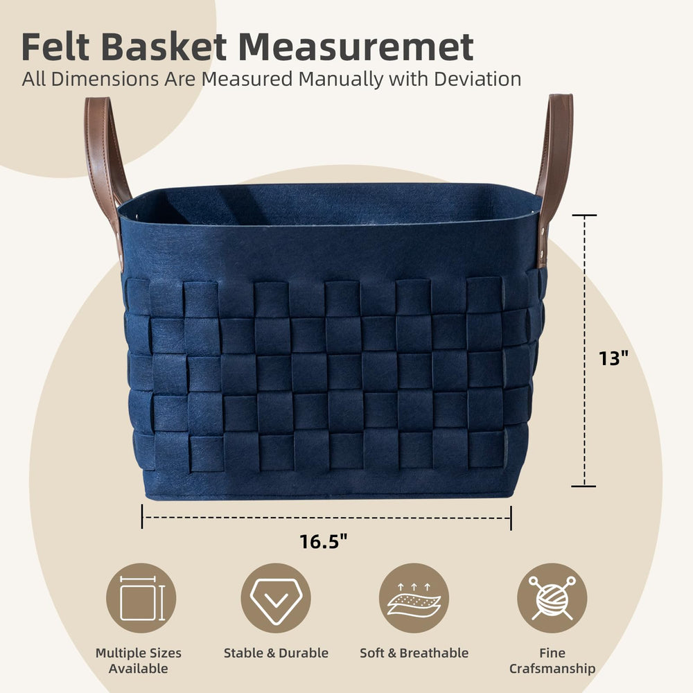 boldmonkey rectangular basket in navy fits in a cabinet for space saving