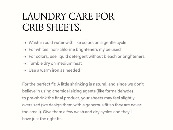 Machine washable Boll & Branch crib sheet for easy care by busy parents.