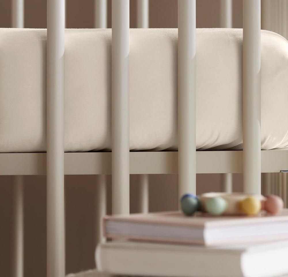 Boll and Branch 100% organic cotton crib sheet with toxin-free fabric for baby skin.