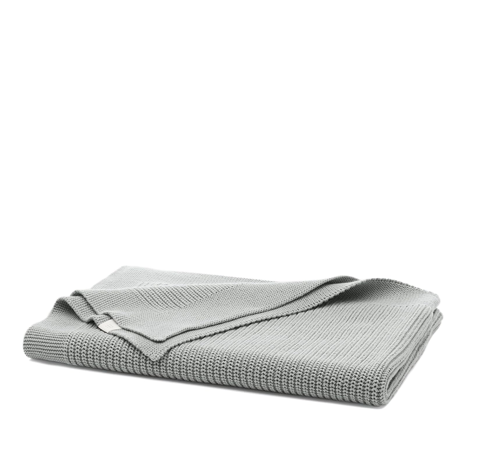 BOLL & BRANCH ribbed knit baby blanket Shore main view showcases ultra-soft organic cotton.