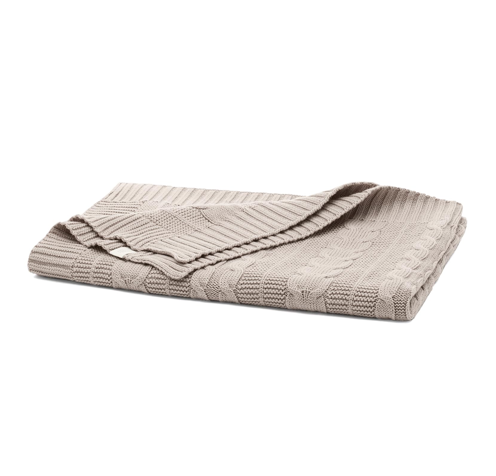 BOLL & BRANCH cable knit baby blanket in dusty rose, ultra-soft and breathable.