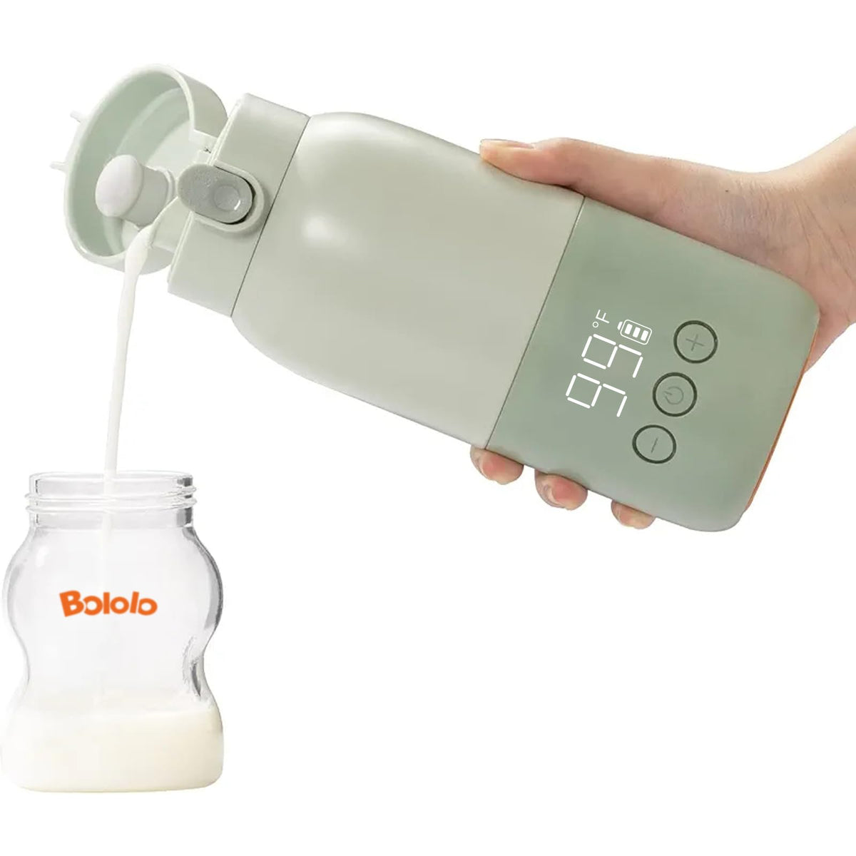 A compact BOLOLO portable bottle warmer, travel-ready and easy to use.